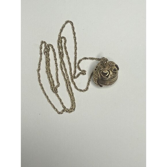 Gold Ball Locket Necklace Antique LeStage Ornate Fold Out w/ Pics Harry Potter - Picture 3 of 5